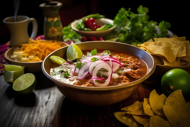 Traditionelle mexikanische Pozole-Suppe