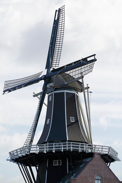 Foto traditionelle niederländische windmühle in haarlem, niederlande