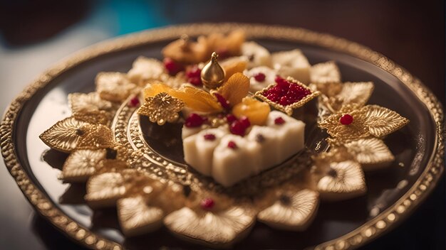 Foto traditionelle orientalische süßigkeiten auf dem tisch. selektiver fokus. getont