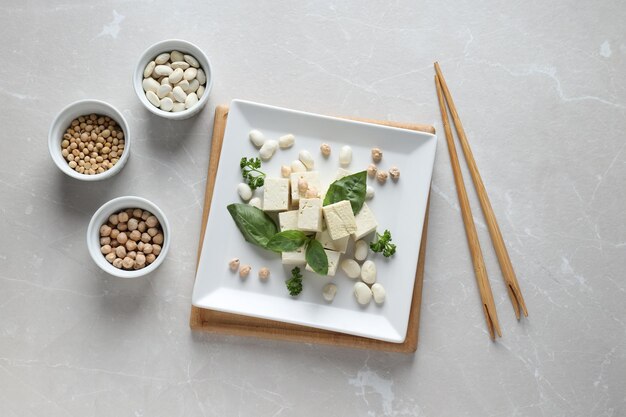 Foto traditioneller bestandteil der asiatischen küche: tofu-bohnengallerte