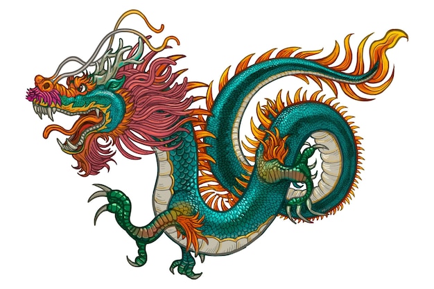Traditioneller chinesischer Drachen-PNG-Aufkleber mit durchsichtigem Hintergrund