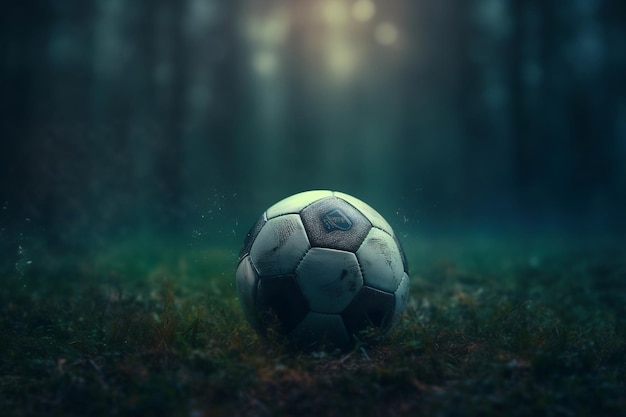 Traditioneller Fußball auf dem Fußballfeld Generative Ai