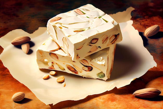 Traditioneller italienischer Nougat-Torrone Generative KI Generative KI