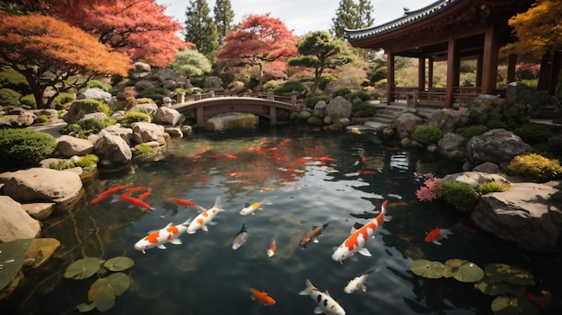 Traditioneller Koi-Teich in Kyoto, Japan