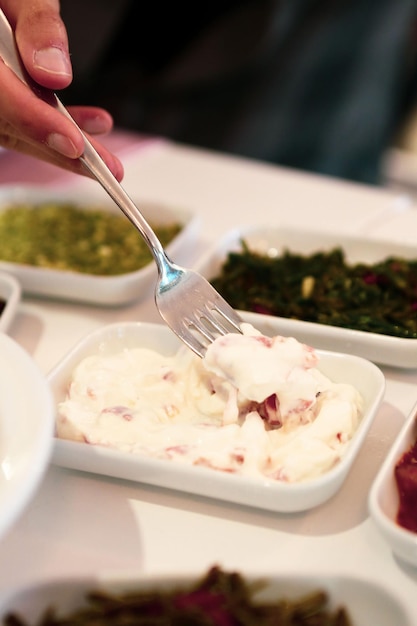 Traditioneller türkischer und griechischer Meze-Tisch