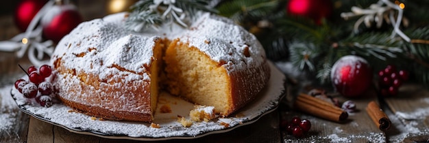 Foto traditioneller vasilopita-kuchen mit zuckerpulver