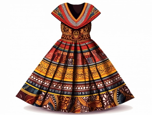 Traditionelles afrikanisches Kleid auf isoliertem weißem Hintergrund