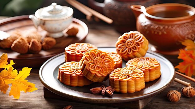 Traditionelles chinesisches Essen Mondkuchen zum Mittherbstfest