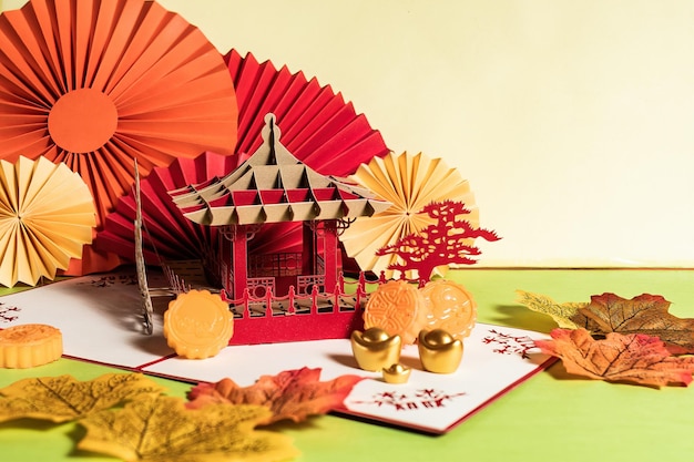 Traditionelles chinesisches Mid-Autumn-Festival im dekorativen Stil Stillleben