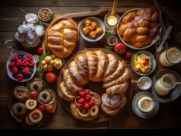 Traditionelles Frühstücksgericht in Skandinavien auf Holzhintergrund