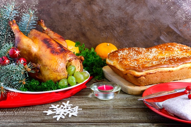 Traditionelles Gericht mit Huhn zum Erntedankfest