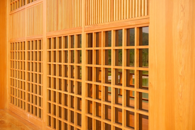 Traditionelles holz des japanischen stils, beschaffenheit des japanischen holzes shoji, innendekorationsholzhaus des japanischen stils