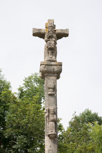 Traditionelles Kreuz in Cebreiro, Galicien, Spanien