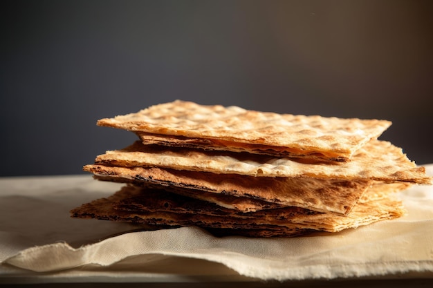 Traditionelles Matza-Brot, ein Lebensmittel, das während des Pessach-Festes gegessen wird Generative ai