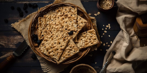 Traditionelles Matza-Brot, ein Lebensmittel, das während des Pessach gegessen wird