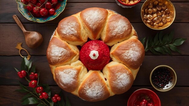 Traditionelles Rosca de Reyes Brot Mexiko und Lateinamerika Feiern