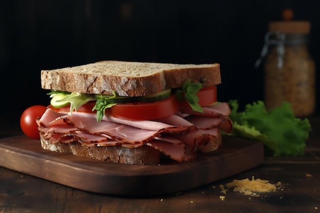 Traditionelles Sandwich mit knusprigem Brötchen Ai Generative