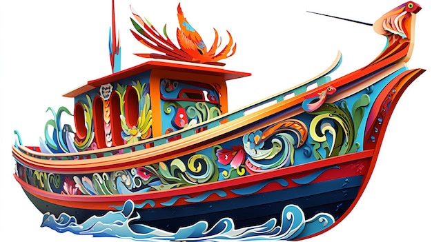 Traditionelles thailändisches Boot am Strand generiert KI