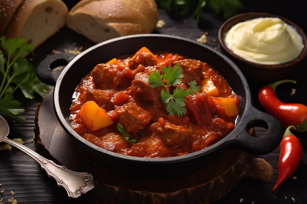 Traditionelles ungarisches Gericht Letcho Letcho mit Würstchen Zucchini und Paprika