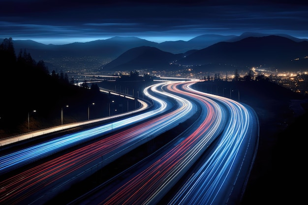 tráfico en la carretera por la noche