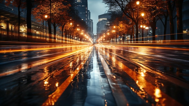 Foto tráfico en la ciudad por la noche