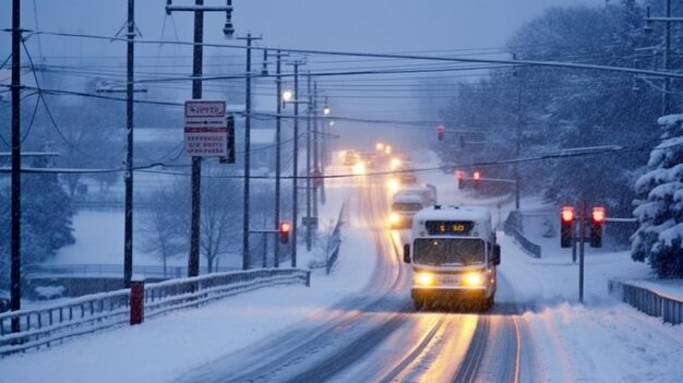 El tráfico se ha detenido por completo por una fuerte tormenta de nieve según Generative AI