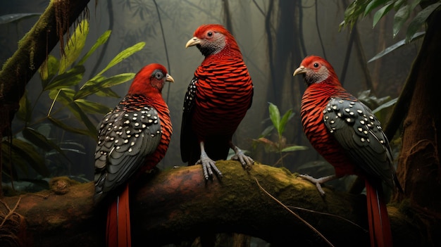 Foto tragopans vermelhos