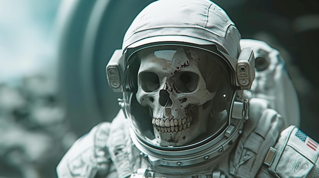 Un traje de astronauta con una calavera en él