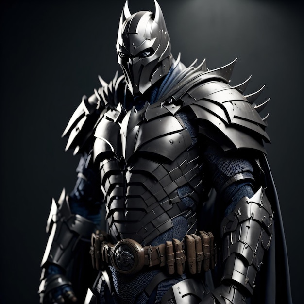 Un traje de batman con escudo y casco.