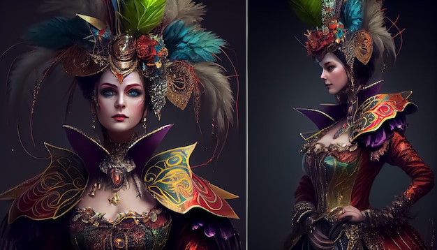 Traje de carnaval representación de dibujos animados realistas AI Gennarate