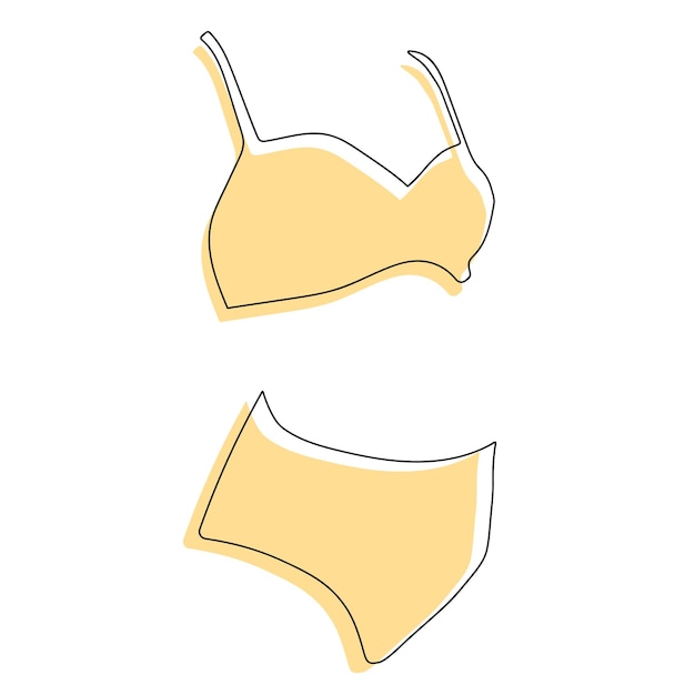 Traje de banho amarelo png ilustração estética fundo transparente