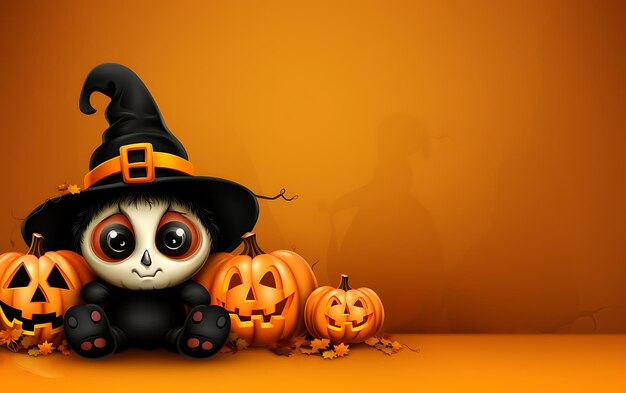Traje de Halloween bonito e engraçado fundo de animal de Halloween com espaço de cópia