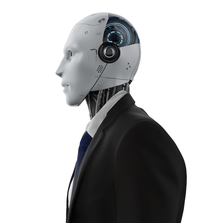 Foto traje de desgaste de hombre de negocios robótico de renderizado 3d aislado