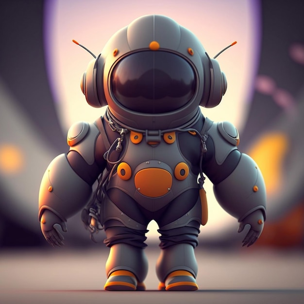 Traje espacial futurista em estilo cartoon