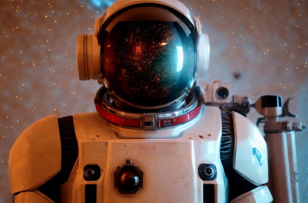 Traje espacial Retrato de traje cósmico para cosmonauta en el espacio IA generativa