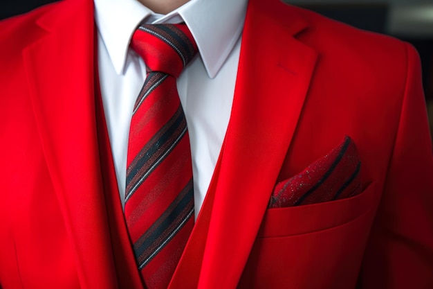 Traje de hombre rojo con corbata generativa ai.