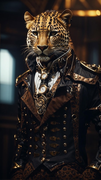 El traje de leopardo steampunk