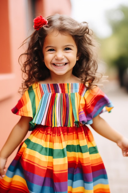 Traje tradicional de celebración hispana para niña con encanto de moda