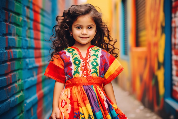 Traje tradicional de celebración hispana para niña con encanto de moda