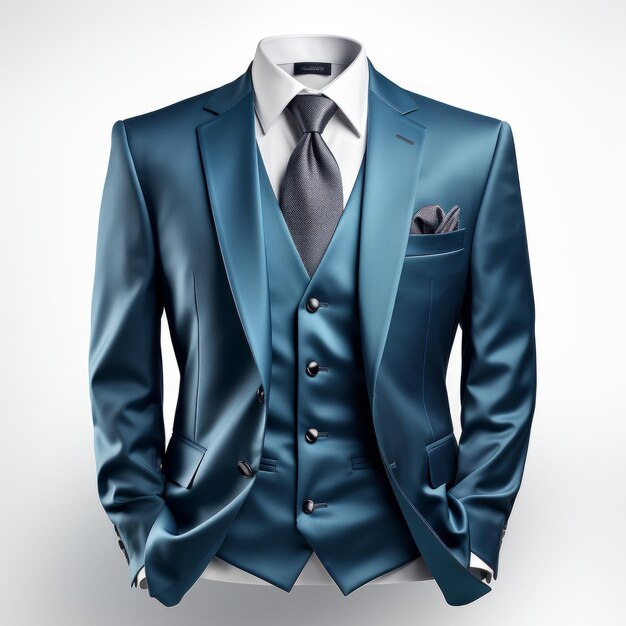 traje de tuxedo azul aislado en blanco