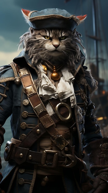 Trajes inspirados en los piratas Accesorios retratos de animales para una inmersiva aventura cinematográfica en el Caribe