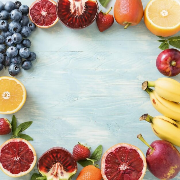 Foto trajes tentadores quadro de borda com frutas deliciosas