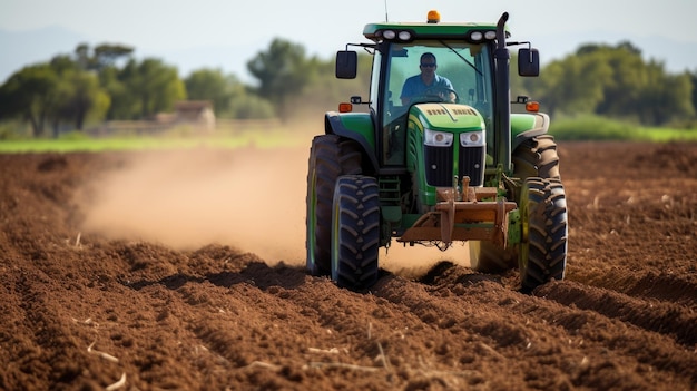 Traktor auf dem Feld eines Bauern