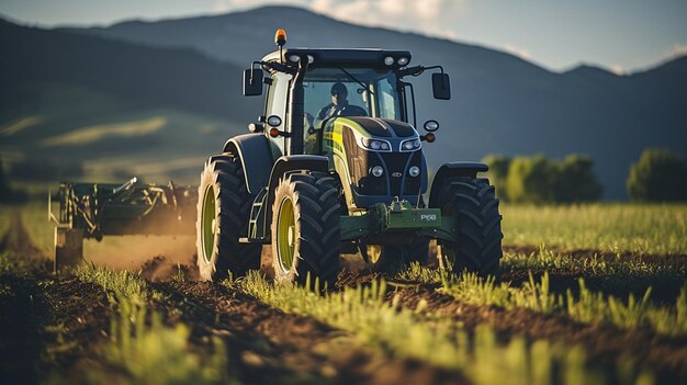 Foto traktor auf dem feld