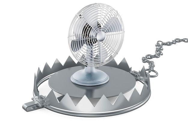 Trampa para osos con renderizado 3D de ventilador de mesa