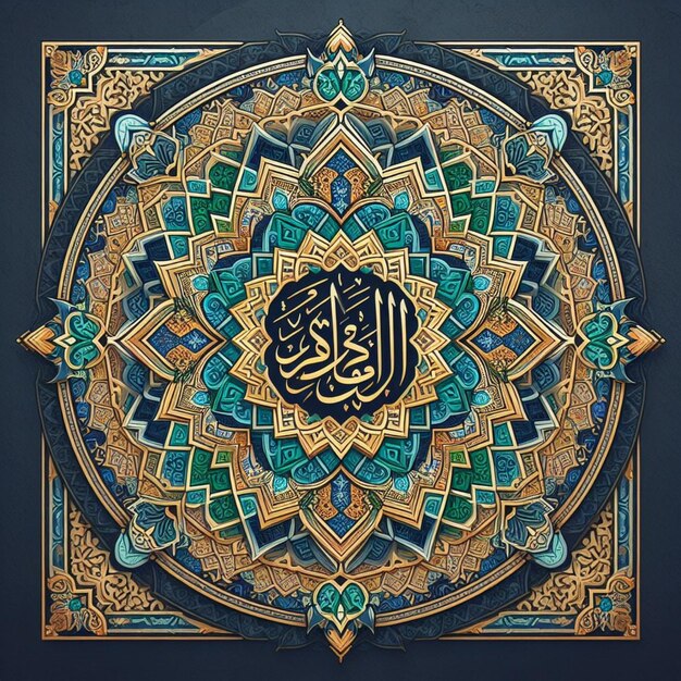 Foto tranquila elegancia islámica silueta de la mezquita caligrafía atemporal y diseño geométrico cautivador
