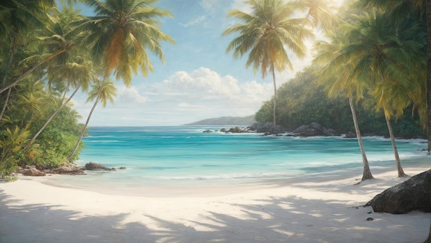 Tranquila playa tropical Pintura escénica de Ross Tran