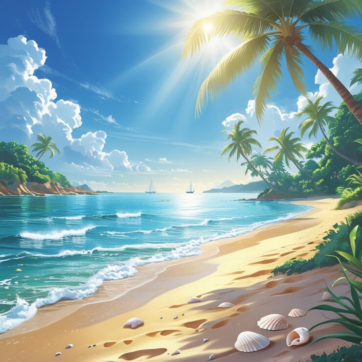 La tranquila playa tropical