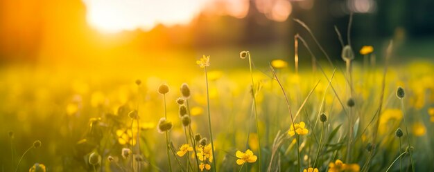 Tranquila primavera verano naturaleza primer plano y fondo de bosque borroso IA generativa