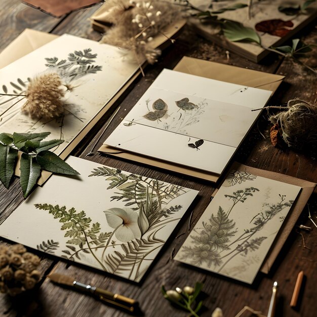 La tranquilidad de la naturaleza infundiendo belleza botánica en plantillas de papelería